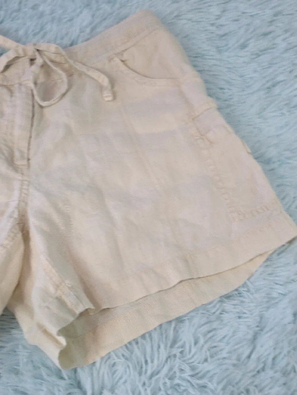 Tommy Bahama Relax Linen Drawstring Cargo Shorts Creamy Light‎ Yellow 6